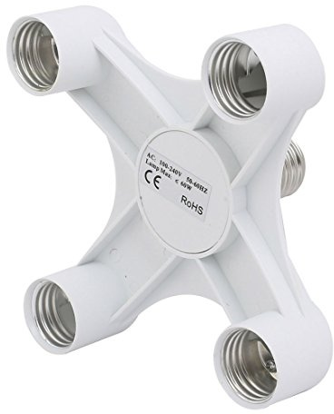 sourcing map E27 to Four E27 4 in 1 Lamp Holder Converter Light Extender Splitter Socket