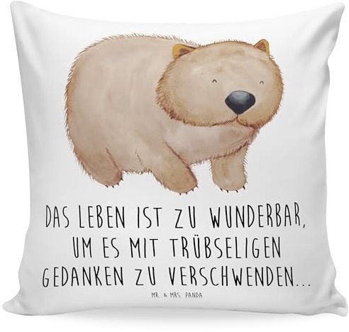 Mr. & Mrs. Panda 40 x 40 Kissen Wombat - Geschenk, sofakissen, Sofakissen, Kissenhülle, Gute Laune, Motivation, Tiere, Kissen 40x40, Spruch,