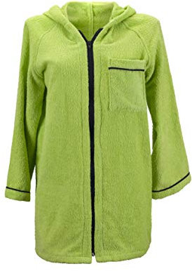 Lady Bella Lingerie Accappatoio Donna con Cappuccio in Spugna di Puro Cotone - Pratica Chiusura a Zip - Modello Corto ad alta assorbenza Ideale per Palestra e Piscina (Verde, XLarge)