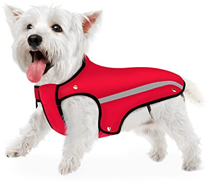 SlowTon Hunde Winterjacke, Hundemantel Einstellbare Hals und Brustgröße Haustier Weste mit Reflektierenden Streifen Wasserdicht Hundepullover Schneeanzug Warm halten
