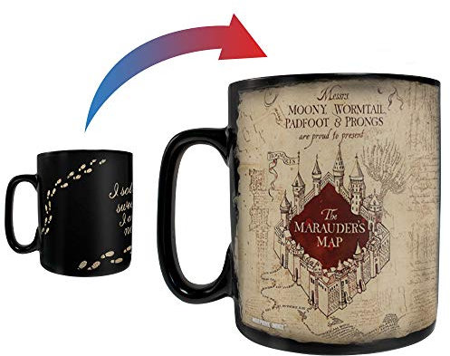 Harry Potter - Morphing Mugs Heat Sensitive Hinweis-Tasse - Full Image revealed when hot liquid is added - 16oz Large Drinkware Karte des Rumtreibers (Marauders Map), Schlüssel