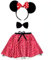 Fancy dress mouse adults headband ears & tutu skirt costume red womens