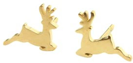 Edelstahl Ohrstecker Hirsch Reh Bock Märchen Geweih Jagd Trachten Schmuck Stecker rosé golden