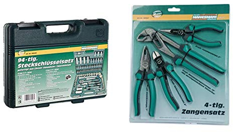 Brüder Mannesmann M98410 Steckschlüsselsatz, 94-tlg & M10997 Zangensatz, 4-tlg