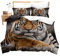 Loussiesd Kinder Bettwäsche Set 2 Teilig 155x220 cm Tier Muster Microfaser Bettbezug Set für Jungen Mädchen Tiger Muster Weich Atmungsaktiv Betten Set mit 1 Kissenbezug 80x80 cm
