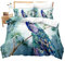 Chinoiserie schickes Pfauen-Bettwäsche-Set, Garten, botanischer Vogel und Äste, Vintage-Stil, stilisiert, Tribal-Pfauenfedern, dekoratives Bettdeckenbezug-Set mit 2 Kissenbezügen, Kingsize, Blau