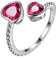 Aurora Tears Juli Birthstone Love Heart verstellbare Ringe 925 Sterling Silber Birthstone Double Heart Open Ring Geburtsstein Schmuck Geschenke für Frauen und Männer DR0109R