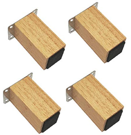 Oak Sofa Legs,Square Wooden Furniture Legs,Set of 4 Solid Wood Cupboard Legs,Replacement Furniture Cabinet Feet,for Ottoman,Couch,Bench,Dresser,with Mounting Plate and Screws(Wood color8cm)