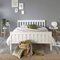 Aspire Beds Atlantic Massivholz-Streuer-Bettgestell, Weiß mit weißen Holz-Highlights, UK-Kingsize-Bett (150 x 200 cm)