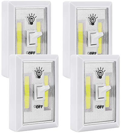 JINSHIN Led Night Light Switch - Battery Powered, Stick On, Closet Lights (4pack-White)