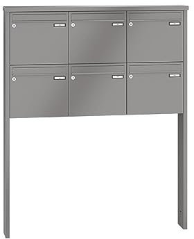RENZ/Tetro / 6er Freistehende Briefkastenanlage Standbriefkasten/RAL-Farbe 9007 Volumen 1/zum Einbetonieren/Dein-Briefkasten.de