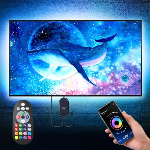 Luci a LED per retroilluminazione TV, dimensioni 75-85 pollici con telecomando, per specchio, PC, controllo APP sincronizzazione con musica, illuminazione bias, luci LED USB 5050 RGB compatibili con