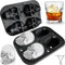 JETKONG Große Totenkopf-Eisform – 4 Mulden aus Silikon mit Totenkopf-Eiswürfelform – Eiswürfelform für Whiskey, Bourbon, Cocktails und Saft