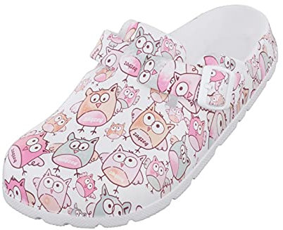 Perfeclan 1 Paar clog für Damen | Krankenschwester, Krankenpflege, Restaurant Koch Anti Slip Damen Sommer Strand, Eule 36 37