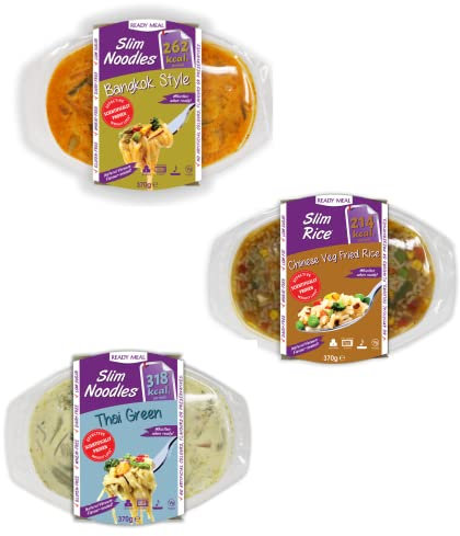 Slim Chilled Meals Pack – Made from Organic Konjac Flour, Instant Microwaveable Meal, One of Each Mix Pack, Suitable for Vegan Diet | Ready to Eat