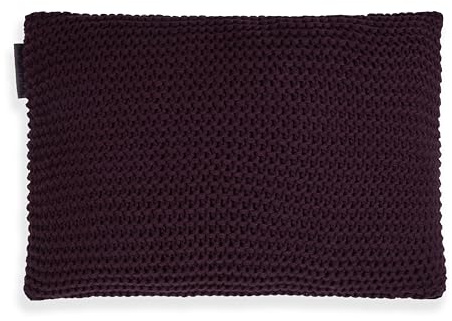 KNIT FACTORY - Vinz Kissen - Aubergine - 60x40 cm | Sofakissen mit Füllung und Bezug - Couchkissen - Zierkissen - Grob gestrickter Dekokissen - Zeitloses Design