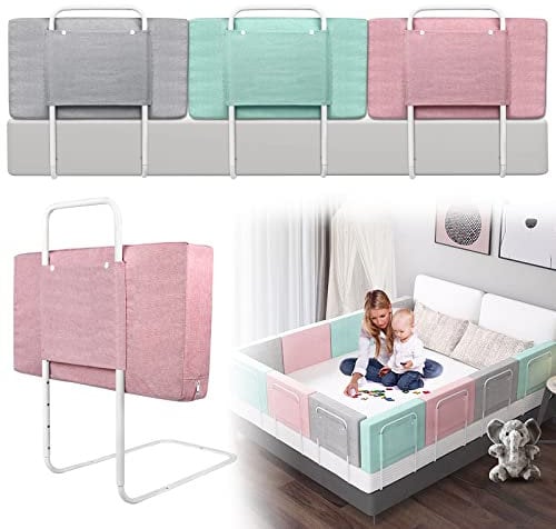 UISEBRT Bettgitter Bettschutzgitter für Kinder 60cm 5-Loch Höhenverstellbar - Bett Rausfallschutz Kinder, Kinderbettgitter für Familienbett und Kinderbett (60cm, Kirschrosa)