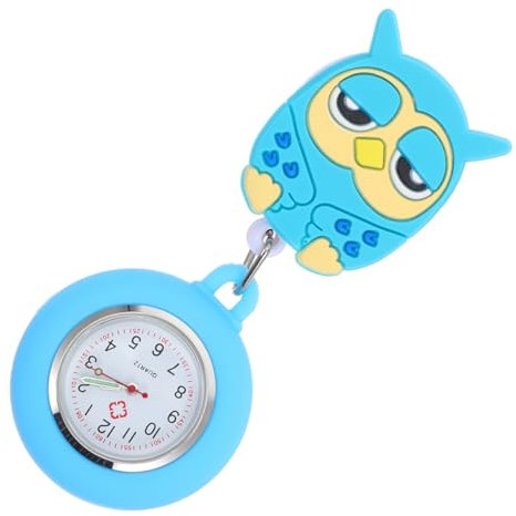 UKCOCO Stretchbare Silikon-pflegeuhr Im Eulen-Design Taschenuhr Für Ärzte Medizinisches Personal Für Täglichen Einsatz Langlebig Und Präzise Quarzbewegung Himmelblau