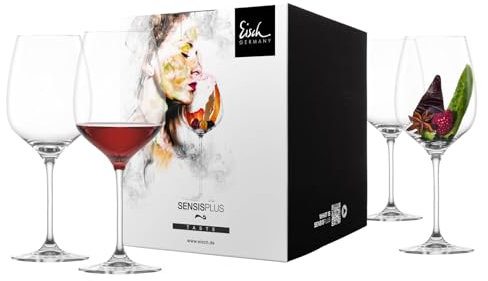 EISCH 4-teiliges Gläser-Set im farbigen Geschenkkarton, Superior SensisPlus, Spülmaschinenfest - Rotweingläser
