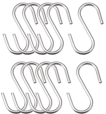 sourcing map Ganci a S lunghi 3 cm in acciaio inox per appendere oggetti in cucina, giardino, bagno, garage, 16 pezzi