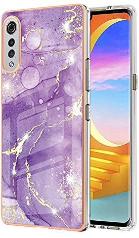 LEMAXELERS Glitzer IMD Marmor Silikon Hülle für LG Velvet 5G Überzug TPU Bling Glitzer Marmor Schutzhülle Ultra Dünn Flex Silikon Handyhülle für LG Velvet 5G,YBB Marble Zi