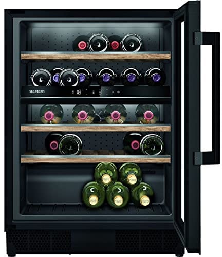 Siemens iQ500 KU21WAHG0G Built in Wine Cooler with glass door design, 44 0.75l bottles, Oak Shelves, Electronic Temperature Controls, 82x60cm