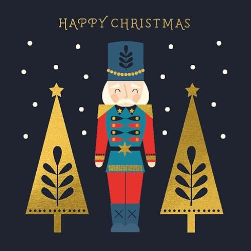 Pack of 6 Nutcracker Merry Christmas Cards - UK Charity Made Xmas Cards