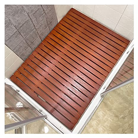 ZXCVBAS Bambus Duschbad Fußbodenmatte, Nicht -Slip -Matte, Bambus Badematte, Bambusduschmatte, Holzmatte Holzduschmatte Für Zuhause, Spa Oder Gebrauch Im Freien, Bad Und Küche,75x75cm/30x30in