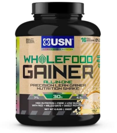 USN Wholefood Gainer Vanille 2kg : Gain de masse végétalien - Poudres de protéines végétales à haute teneur en protéines, sans soja, sans OGM, sans conservateurs ni additifs