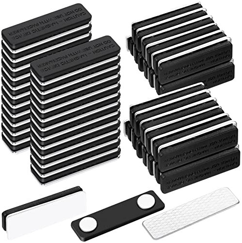 50 Stück Namensschilder Magnet 1,77 x 0,51 Zoll Selbstklebende Magnetisch Namensschild Metall DIY Blanko Magnetische Typenschild mit 2 Magnete für Kleidung Beschriftung Fliegengitter