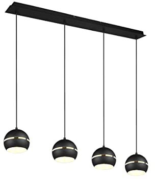 lightling Design Pendelleuchte Fox, 4-flammig, matt schwarz Metall, Höhenverstellbar, exkl. 4 x E14 Leuchtmittel, Höhe: 150 cm, Breite 105 cm