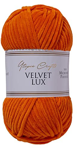 Utopia Crafts Velvet Lux Chenille Super Soft Chunky Yarn for Knitting and Crochet, 100g - 110m (Rusty Orange)