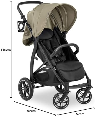 hauck Rapid 4D, Olive - Pushchair with Rubber Wheels, Raincover & Cup Holder, Compact One-Hand Folding, Height-Adjustable, Fully Reclining from Birth up to 22 kg, UPF 50+