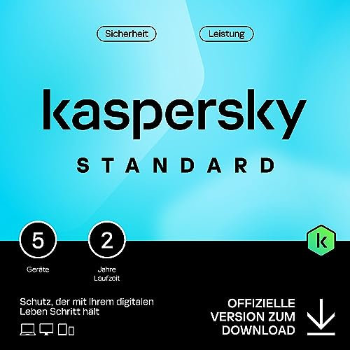 Kaspersky Standard Anti-Virus 2025 | 5 Geräte | 2 Jahre | Umfassender Schutz | Online-Banking Schutz | Leistungsoptimierung | PC/Mac/Mobile | Aktivierungscode per Email