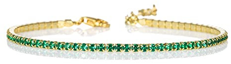 namana grüne Tennis Armbänder für Damen und Mädchen, zierliches Gold-Tennisarmband mit grünen Zirkonia-Steinen, niedliches dünnes Gold-grünem-Armband