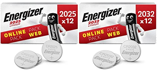 Energizer Pilas CR2032, Paquete de 12 Pilas de Boton & Pilas CR2025, Paquete de 12 Pilas de Boton