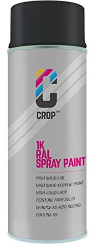 CROP Peinture en bombe RAL 9011 Noir Graphite - Brillant satiné - Couverture élevée, Séchage rapide, 100% inaltérable - Auto, Moto & Bricolage