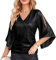 GRACE KARIN Women Long Sleeve Tops for Winter Sexy V-Neck Chiffon Flounce Sleeve Sequin Top Elegant Cocktail Party Shirt Black 2XL