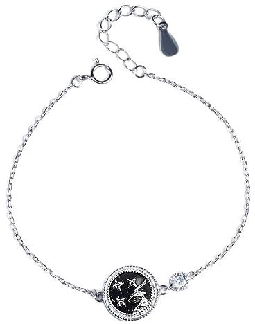 Sternzeichen-Sternbild-Armband, Schlichtes Luxus-Armband Aus Weißgold Mit Blauer Sandsteinbeschichtung, Damen/Herren-Horoskop, Himmlische Astrologie, Damenmodeschmuck, Geburtstagsgeschenk, Steinbock