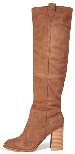 Erocalli Suede Boots Fall Tall Brown Slouch Knee High Boot For Women Chunky