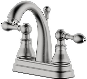 Derengge WF-8008TB-BN Zwei-Griff-Badezimmerarmatur 4 Zoll Waschbecken Fucet mit Pop-Up-Ablauf, erfüllt cUPC NSF 61-9 AB1953, gebürstetes Nickel