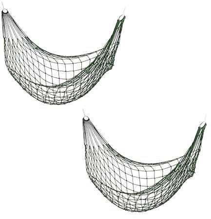 Relaxdays Netzhängematte 2er Set, leichte Outdoor Hängematte, für 1 Person, Camping oder Garten, bis 120 kg, dunkelgrün