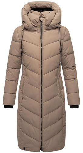 Navahoo Damen Winter-Steppmantel Sahnekatzii XIV, große Kapuze abnehmbar | Länge: knielang | Wärmegrad 3 von 3 – extra warm | wasserabweisend | abnehmbare große Kapuze