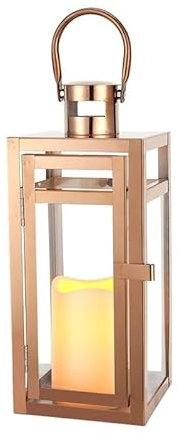 GRFIT Display Candelabra Stainless Steel Candle Holder Lanterns Rose Gold Hanging Lantern Candlestick Light for Indoor Outdoor Weddings Party Home Decor Decoration Candle Holders