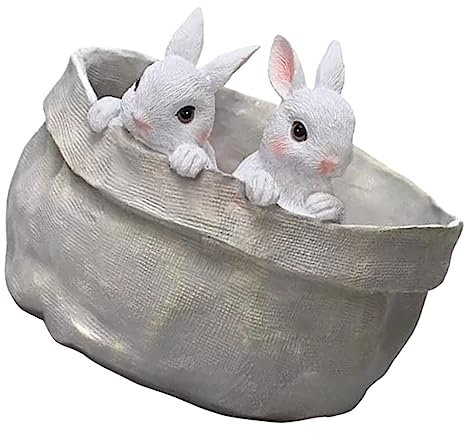 Amosfun Kaninchentopf Mini-harztiere Minitöpfe Große Blumentöpfe Saftiger Kaktuspflanzer Zimmerpflanzen Drinnen Leben Balkon Pflanztopf Töpfe Für Pflanzen Osterblumentopf Aus Kunstharz