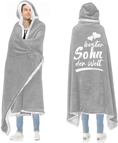 Anugsoe Sohn Geschenke von Mama Papa, Decke mit ärmeln Geschenke für Sohn zum Geburtstag Weihnachten, Kuscheldecke mit ärmeln Geburtstagsgeschenk für Meinen Sohn, 18. Geburtstag Junge