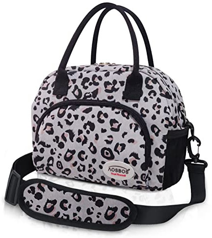 Aosbos Borsa Termica Porta Pranzo 10L, Borsa Termica Aggiornato, Borsa Frigo Pranzo Ufficio, Borse Termiche Porta Pranzo, Grande Capacità Borsa Pranzo Portatile Viaggio Picnic, Leopardato