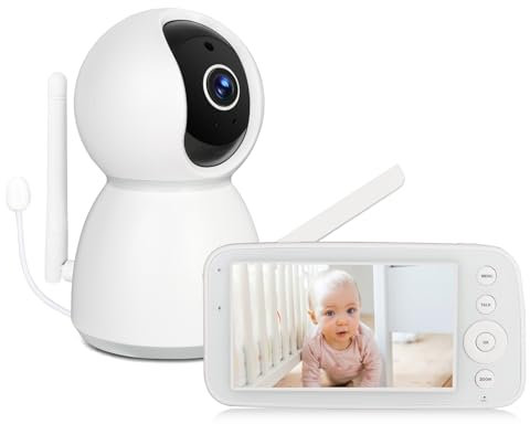 Byxsb 5-inch baby monitor 1080P camera 360° swivel 720P HD screen double zoom night vision two-way conversation with 10 lullabies