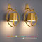 Battery Operated Wall Lights, 2 Pack RGB Rechargeable Wall Light Indoor Cordless Wall Lamp, Dimmable Wireless LED Wall Lamps IP54 Waterproof Wall Sconce Lights for Bedroom, Living Room(Golden)