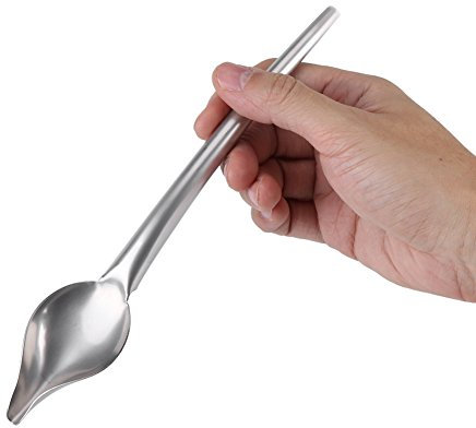 Chazcool Stainless Steel Saucier Drizzle Spoon, Sauce Spoon with Tapered Spout, Chocolate Drizzle Tool for Decorating Plate